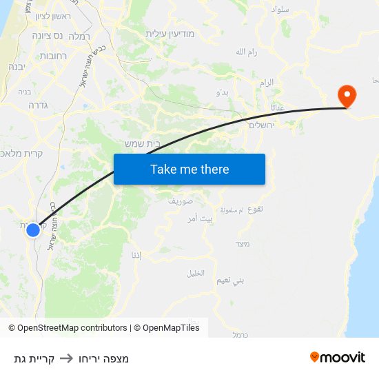 קריית גת to מצפה יריחו map