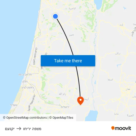 יקנעם to מצפה יריחו map