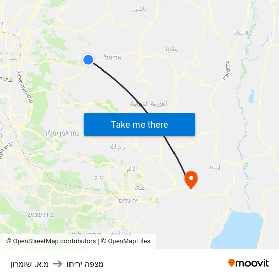 מ.א. שומרון to מצפה יריחו map