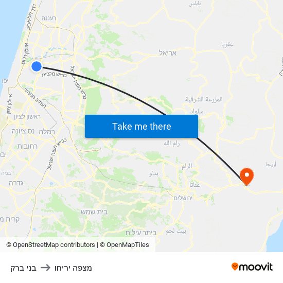 בני ברק to מצפה יריחו map