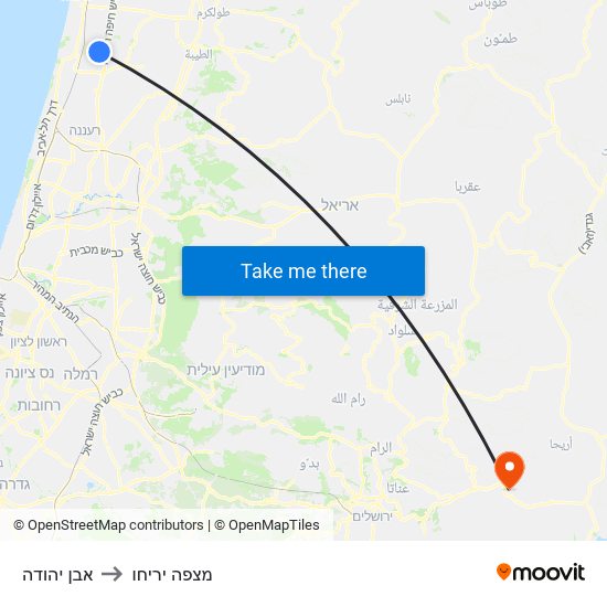 אבן יהודה to מצפה יריחו map