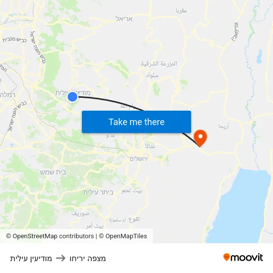מודיעין עילית to מצפה יריחו map