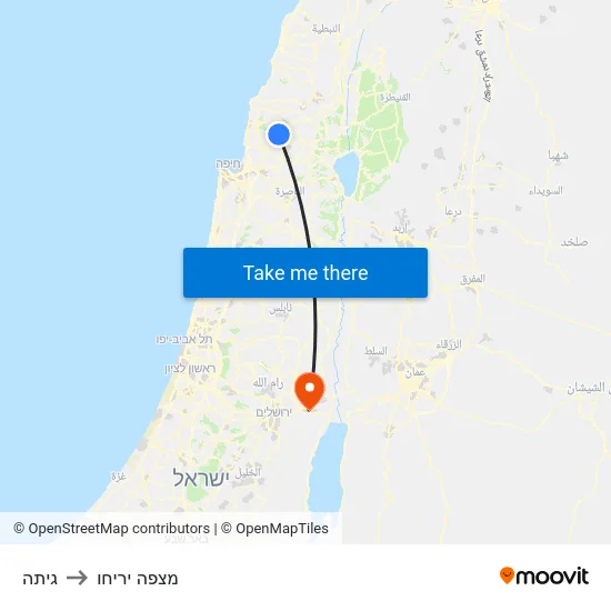 גיתה to מצפה יריחו map