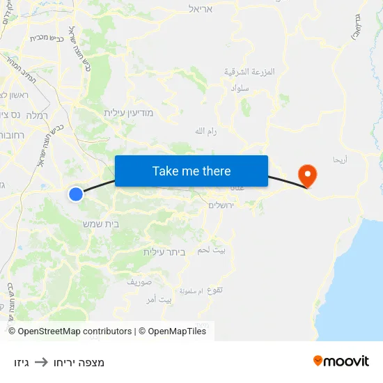 גיזו to מצפה יריחו map