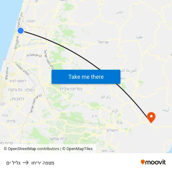גליל ים to מצפה יריחו map