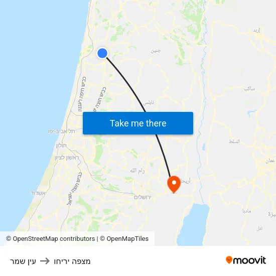 עין שמר to מצפה יריחו map
