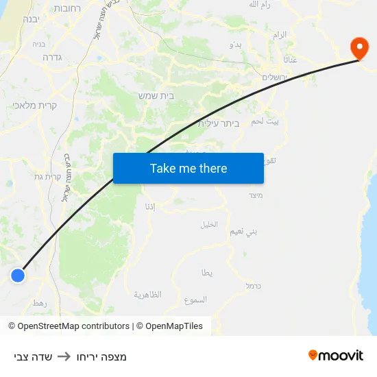 שדה צבי to מצפה יריחו map