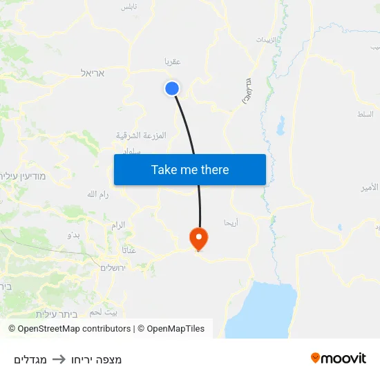 מגדלים to מצפה יריחו map
