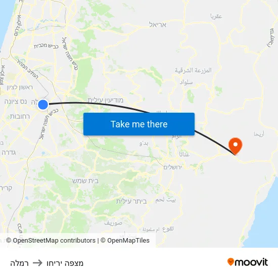 רמלה to מצפה יריחו map