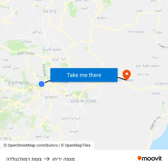 צומת רמות/גולדה to מצפה יריחו map