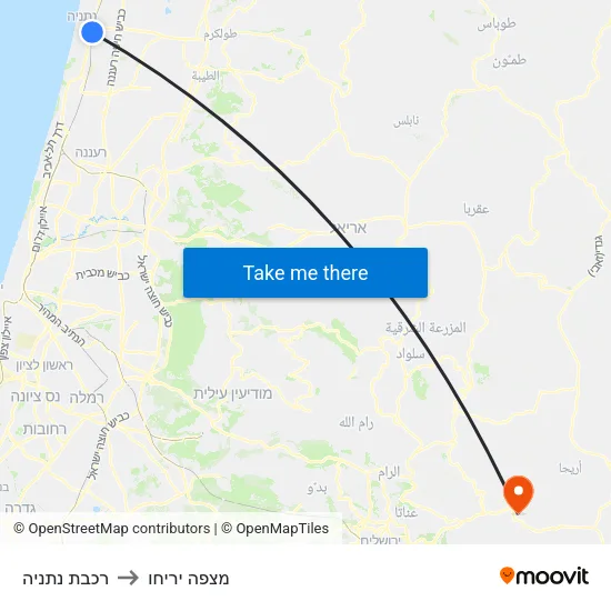 רכבת נתניה to מצפה יריחו map