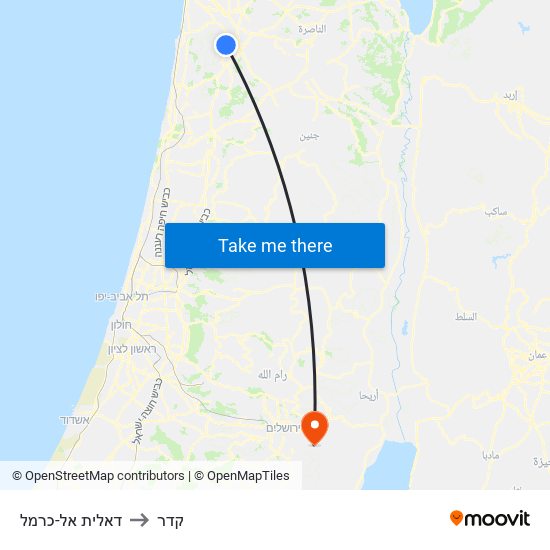 דאלית אל-כרמל to קדר map