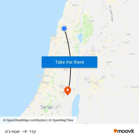 יאנוח-ג'ת to קדר map