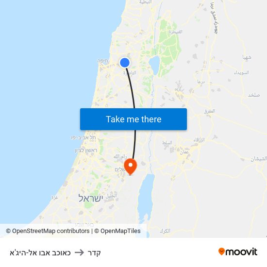 כאוכב אבו אל-היג'א to קדר map