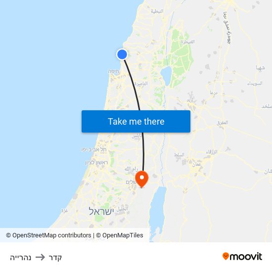 נהרייה to קדר map