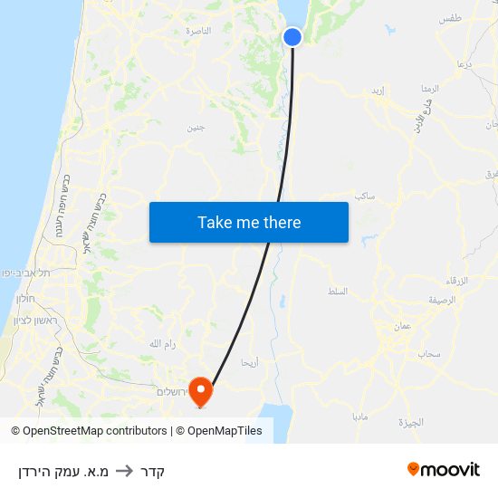 מ.א. עמק הירדן to קדר map