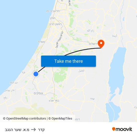 מ.א. שער הנגב to קדר map