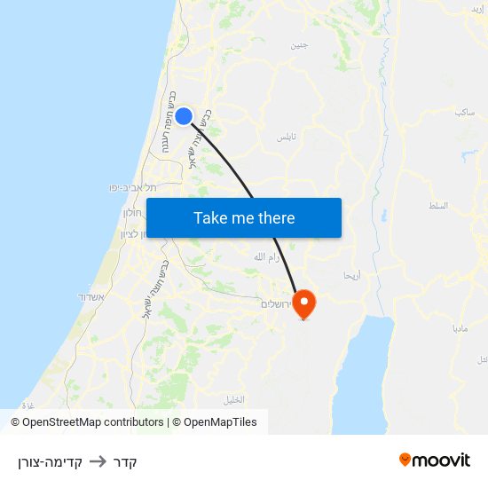 קדימה-צורן to קדר map