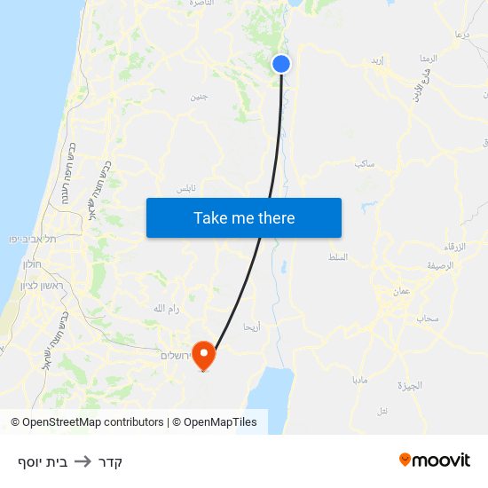 בית יוסף to קדר map