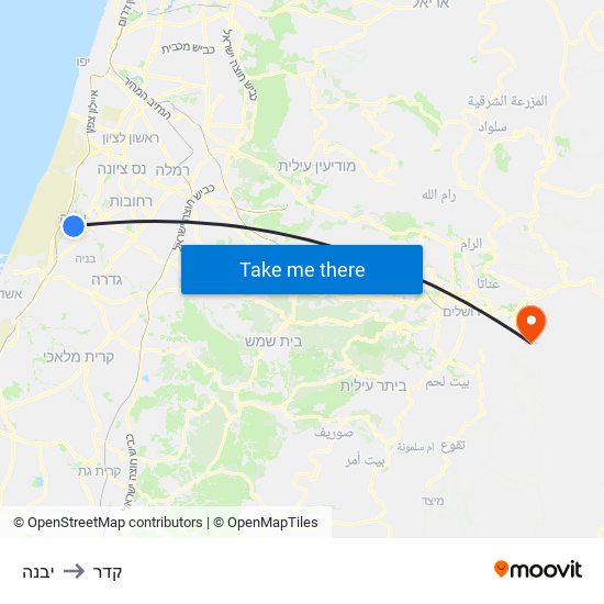 יבנה to קדר map