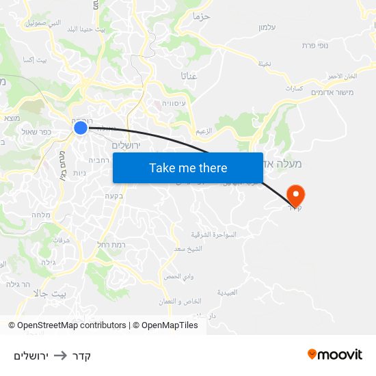 ירושלים to קדר map
