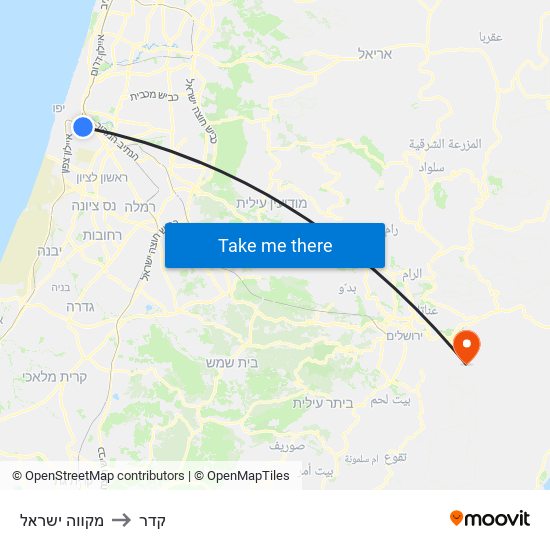 מקווה ישראל to קדר map