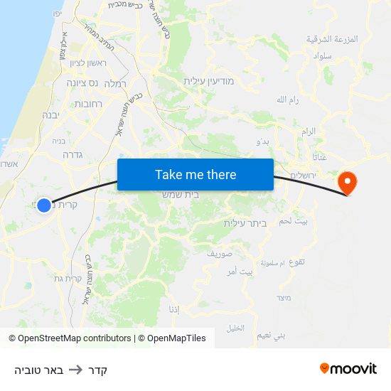 באר טוביה to קדר map