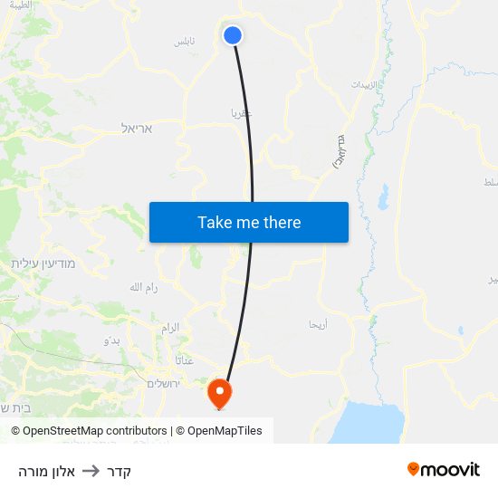 אלון מורה to קדר map