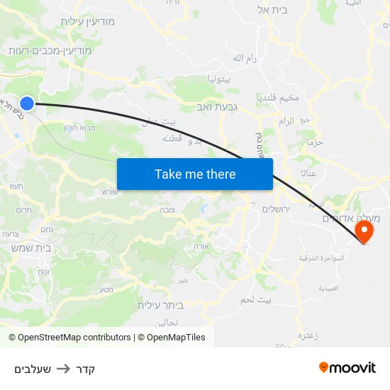 שעלבים to קדר map