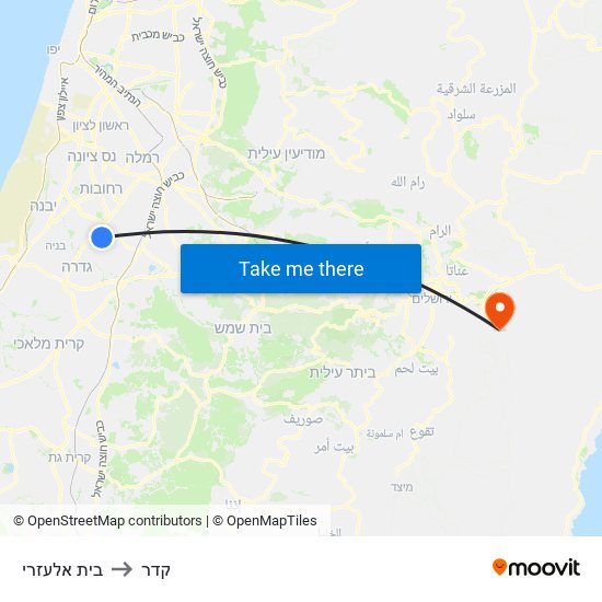 בית אלעזרי to קדר map