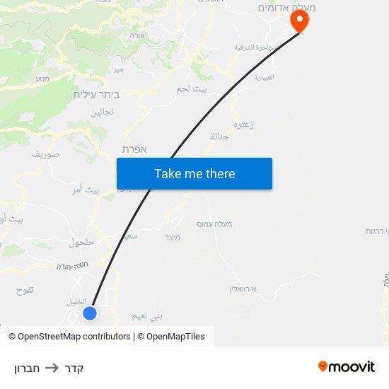 חברון to קדר map