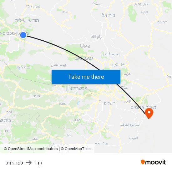 כפר רות to קדר map