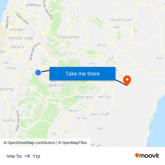 טל שחר to קדר map