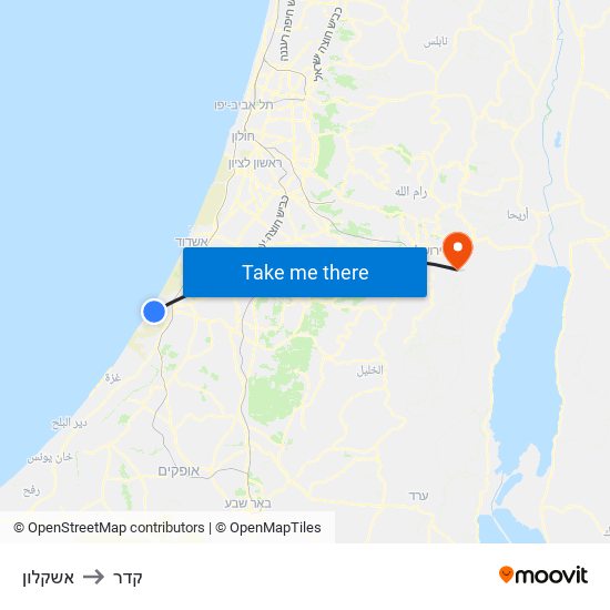 אשקלון to קדר map