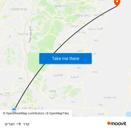 חצרים to קדר map