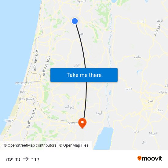 ניר יפה to קדר map