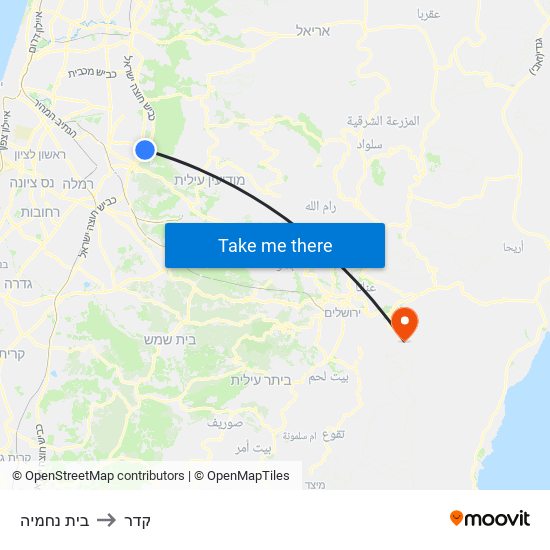 בית נחמיה to קדר map