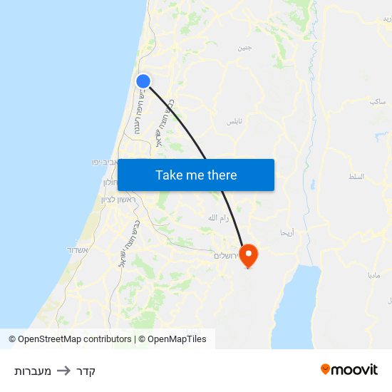 מעברות to קדר map