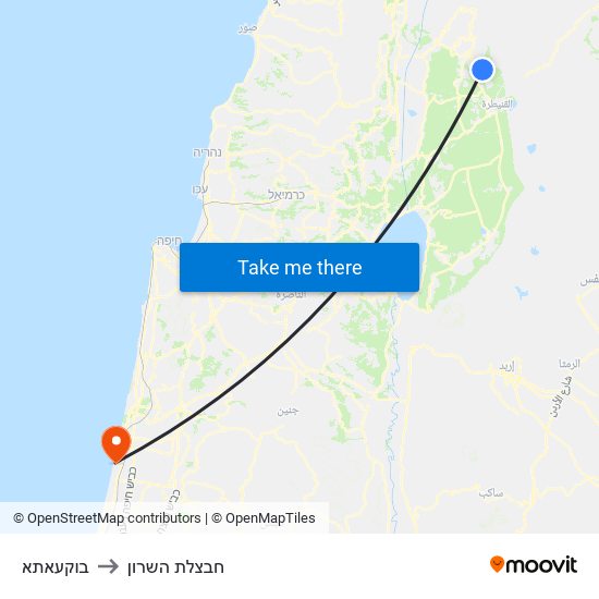 בוקעאתא to חבצלת השרון map