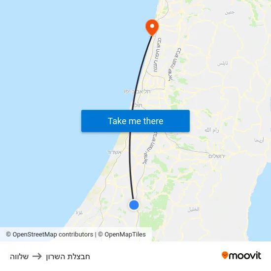 שלווה to חבצלת השרון map