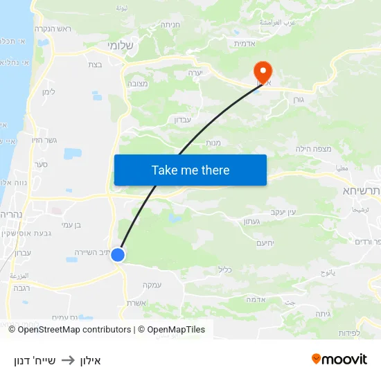 שייח' דנון to אילון map