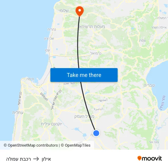 רכבת עפולה to אילון map