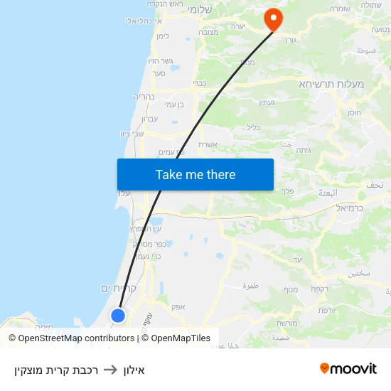 רכבת קרית מוצקין to אילון map