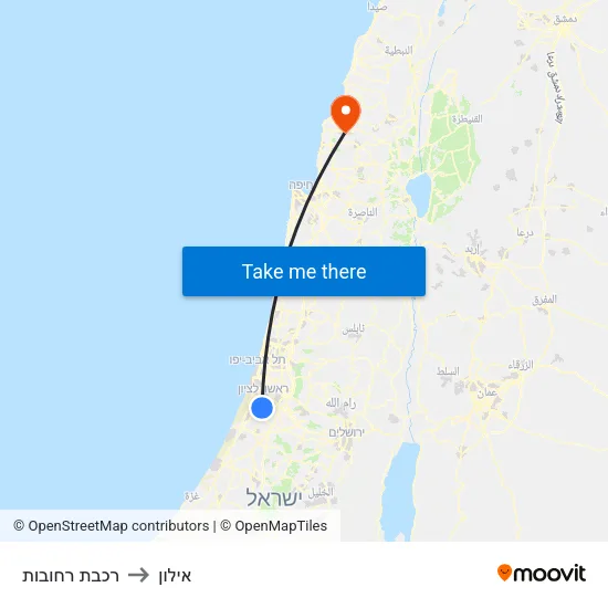 רכבת רחובות to אילון map