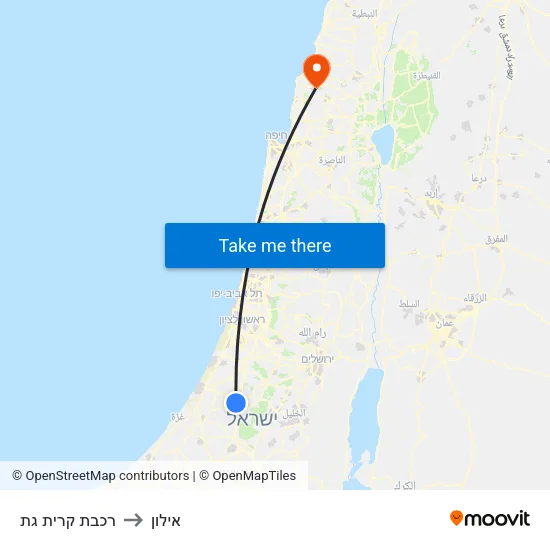 רכבת קרית גת to אילון map
