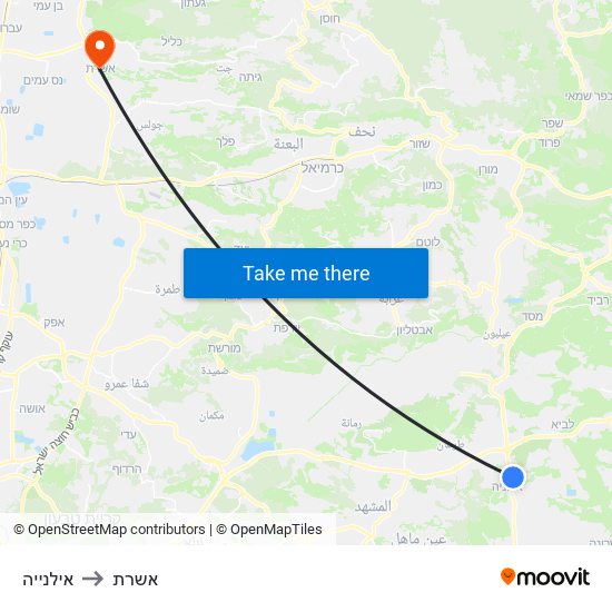 אילנייה to אשרת map