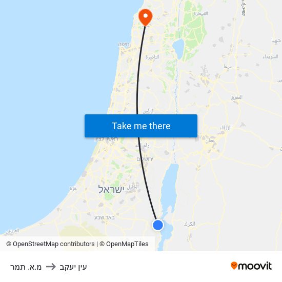 מ.א. תמר to עין יעקב map