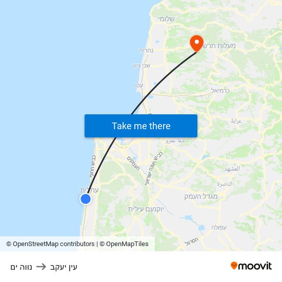 נווה ים to עין יעקב map