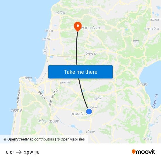 יפיע to עין יעקב map