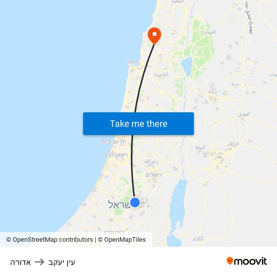 אדורה to עין יעקב map